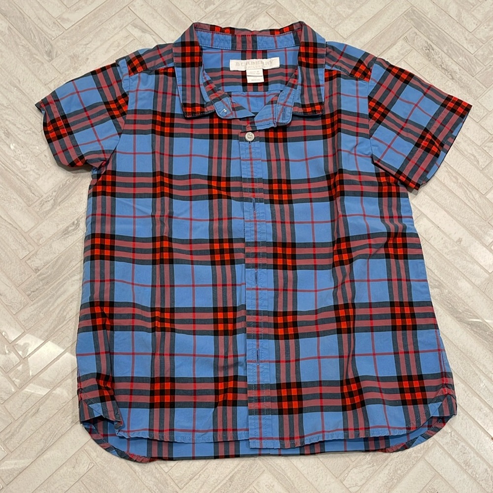 Burberry classic check plaid short sleeve polo shirt, size 3